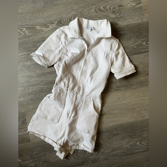 White denim jumpsuit retro vibes - Picture 2 of 3